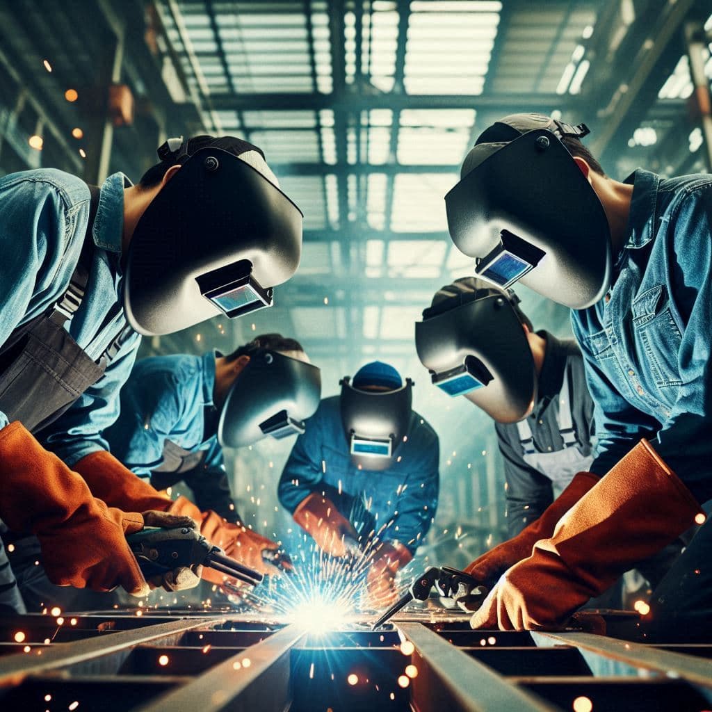 Equipo de MEP trabajando en fabricación metálica